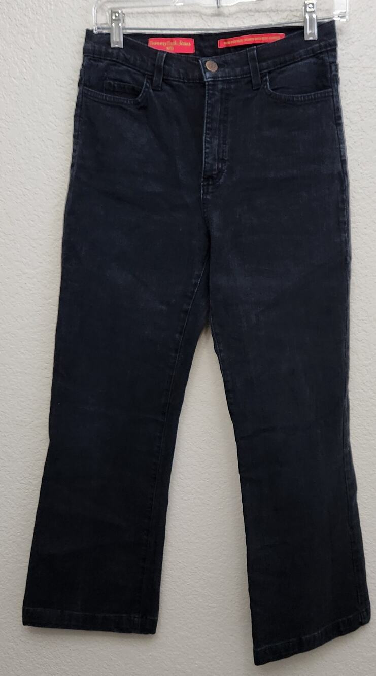 Tummy Tuck Jeans NYDJ Black Flat Front Straight Leg Jeans 2 Lightweight Stretch